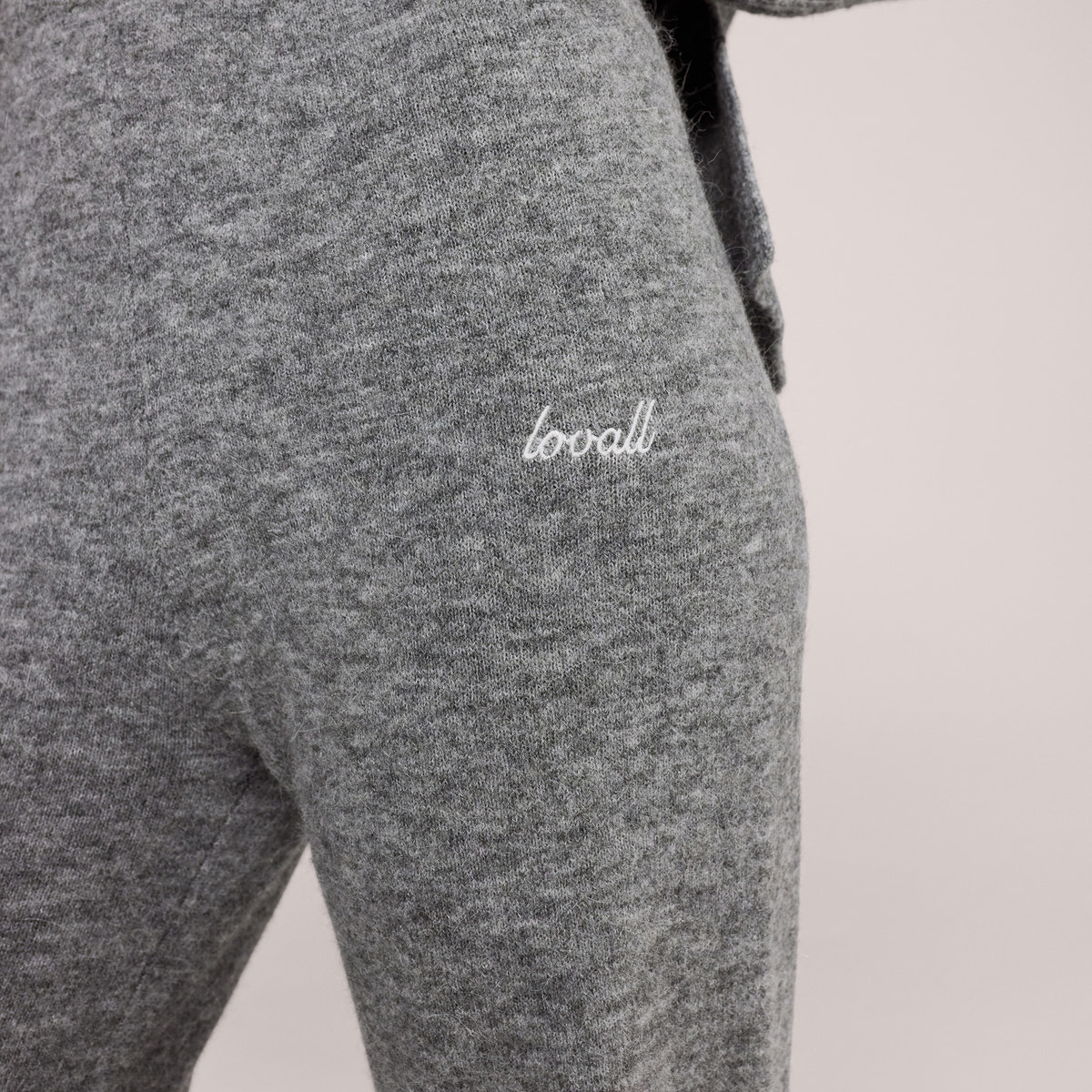 Pantalon large en maille brossée - Gris