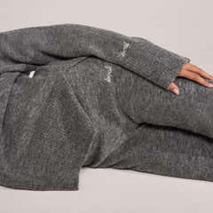 Pantalon large en maille brossée - Gris