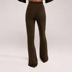 Pantalon ample en maille brossée - Vert olive foncé