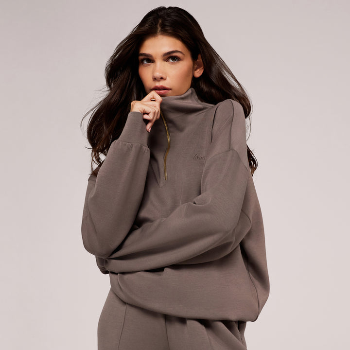 Ultimate Soft 1/4 Zip Sweatshirt - Mocha