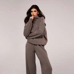 Jogger large en coton bio - Noir café