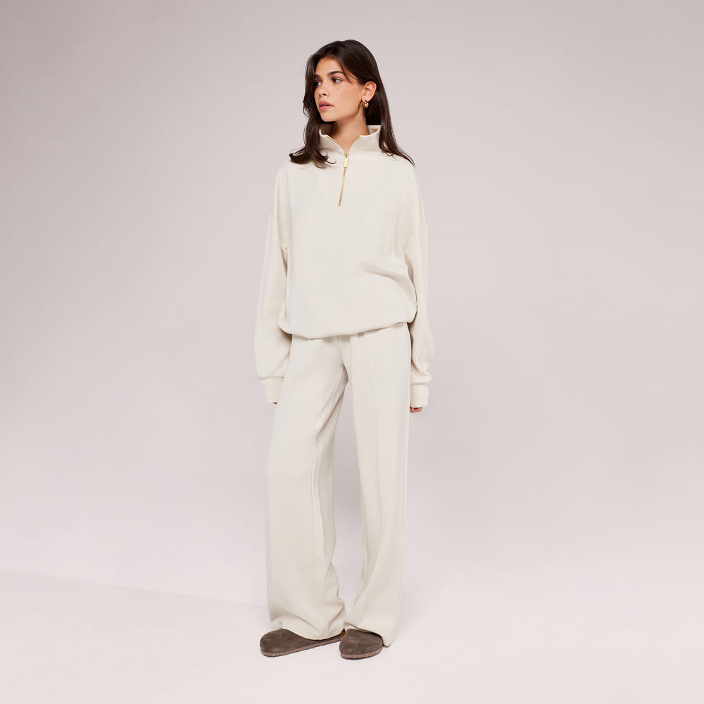 Jogger large en coton bio - Noir café