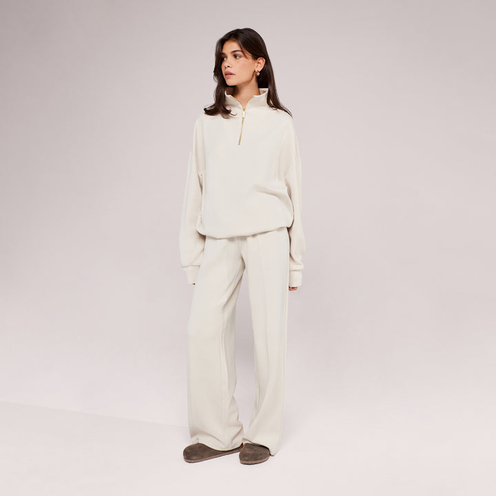 Jogger large en coton bio - Noir café