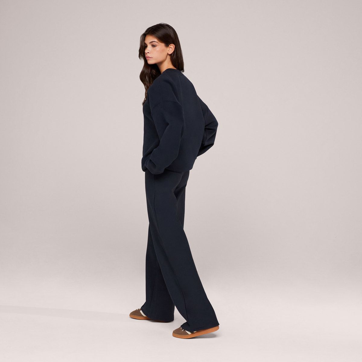 Pantalon large d'hiver – Café noir