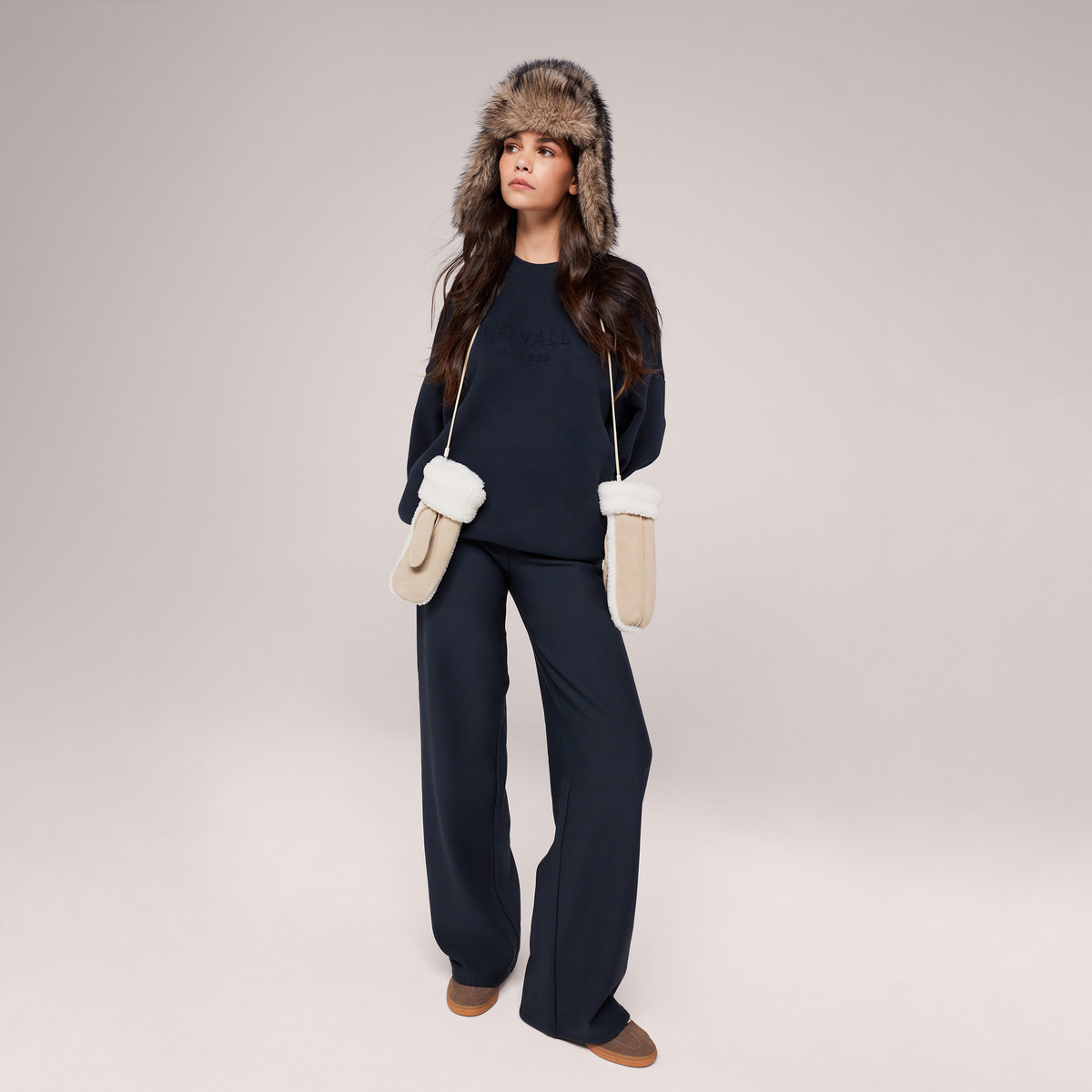 Pantalon large d'hiver – Café noir