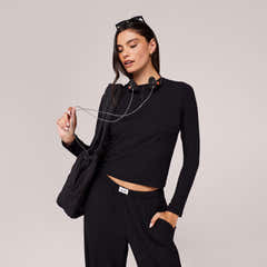 Soft Rib Lounge Top - Black