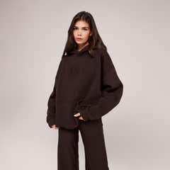 Sweat à capuche oversize épais - Marron expresso