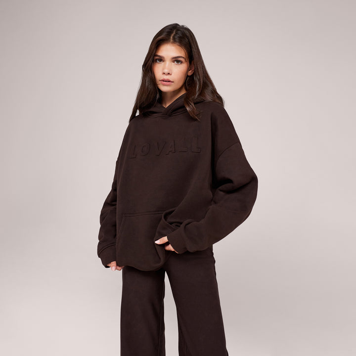 Sweat à capuche oversize épais - Marron expresso