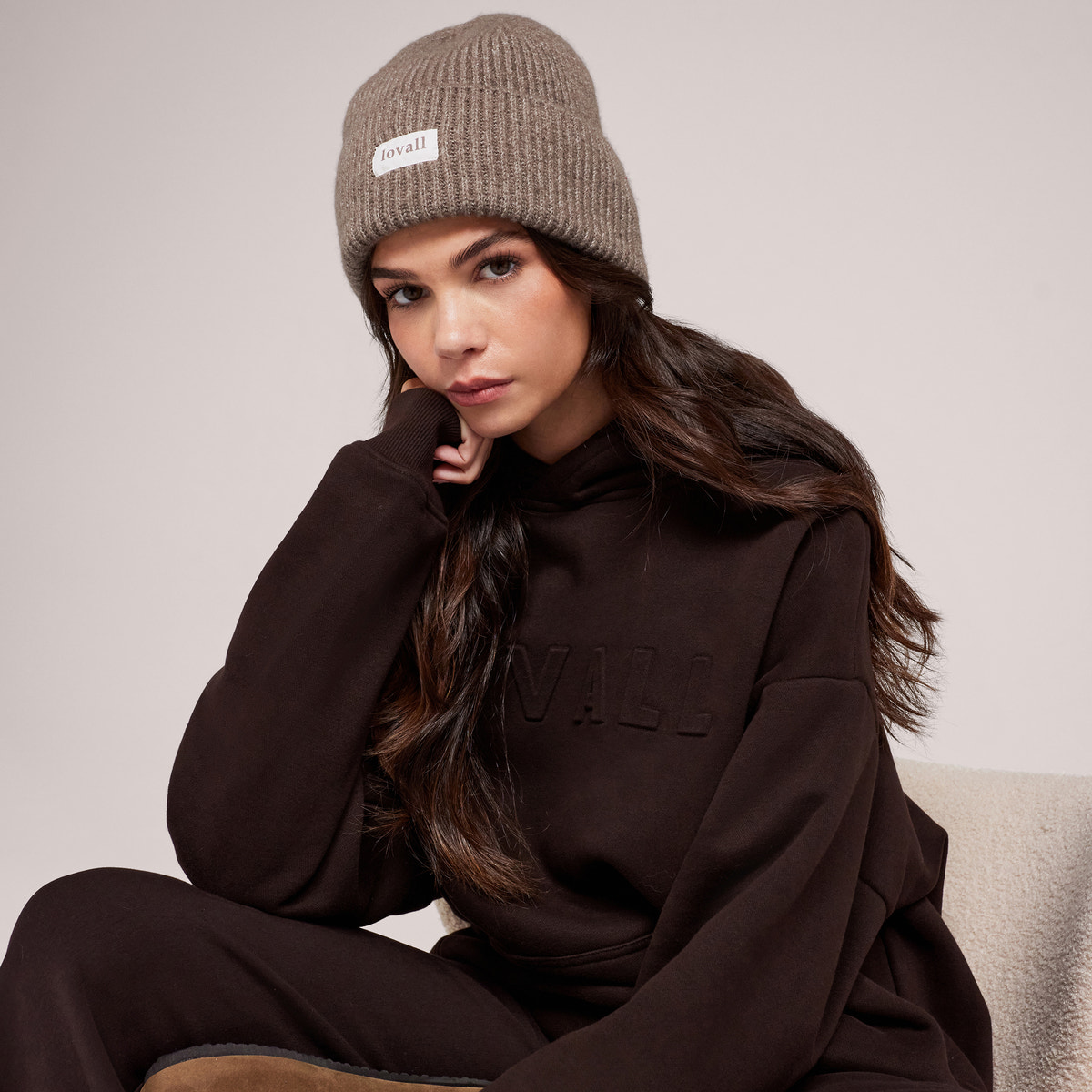 Sweat à capuche oversize épais - Marron expresso
