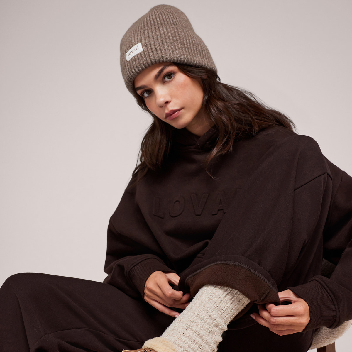 Pantalon large d'hiver – Café noir