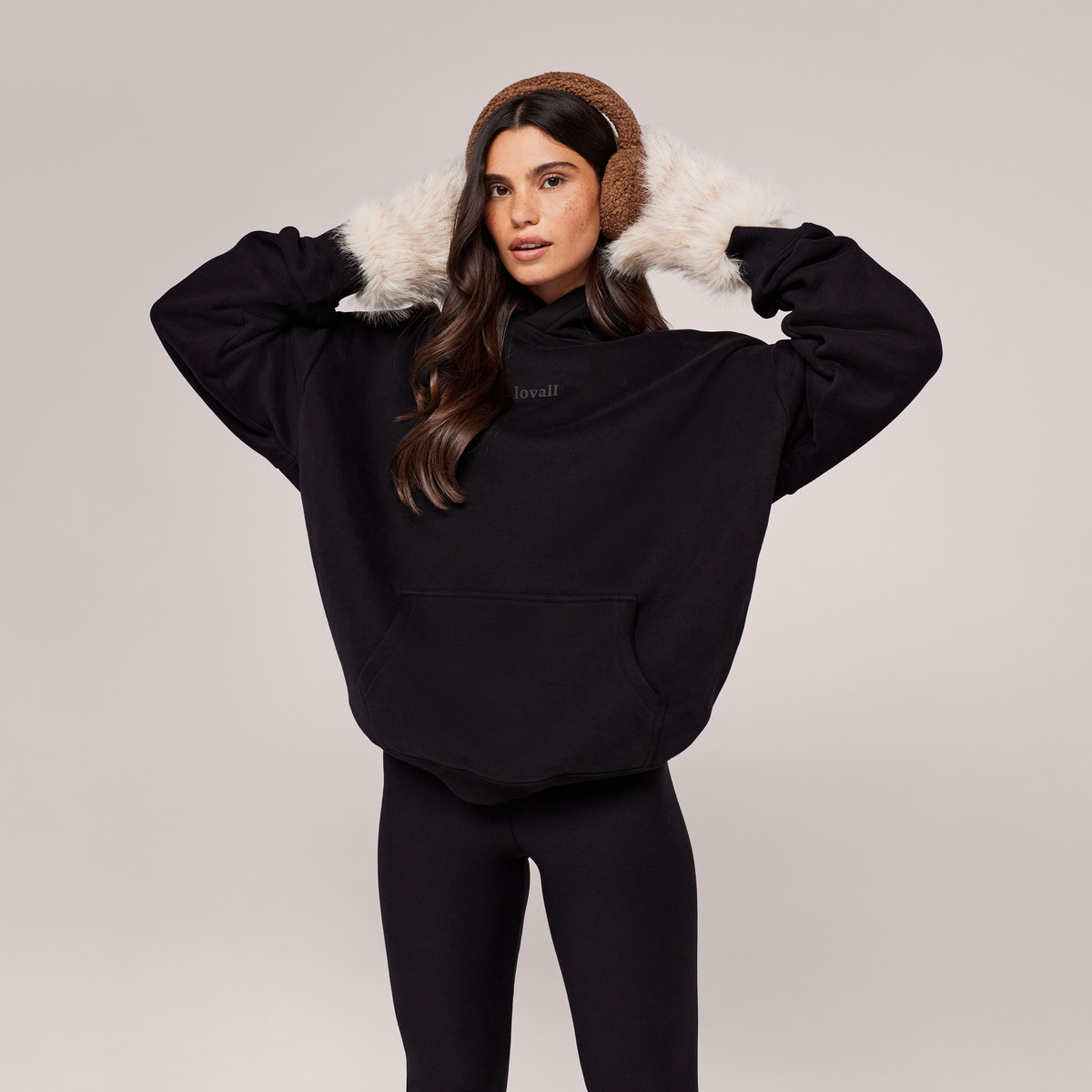 Sweat à capuche oversize épais - Marron expresso