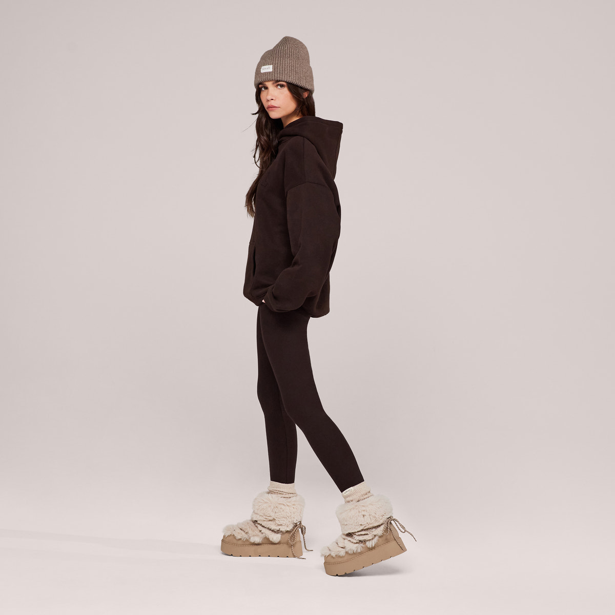 Legging taille haute d'hiver - Marron expresso