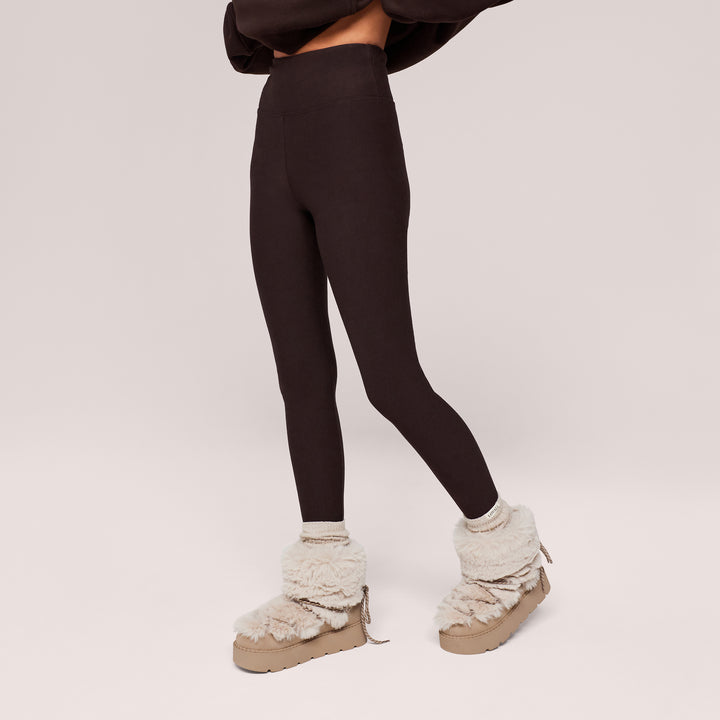 Legging taille haute d'hiver - Marron expresso
