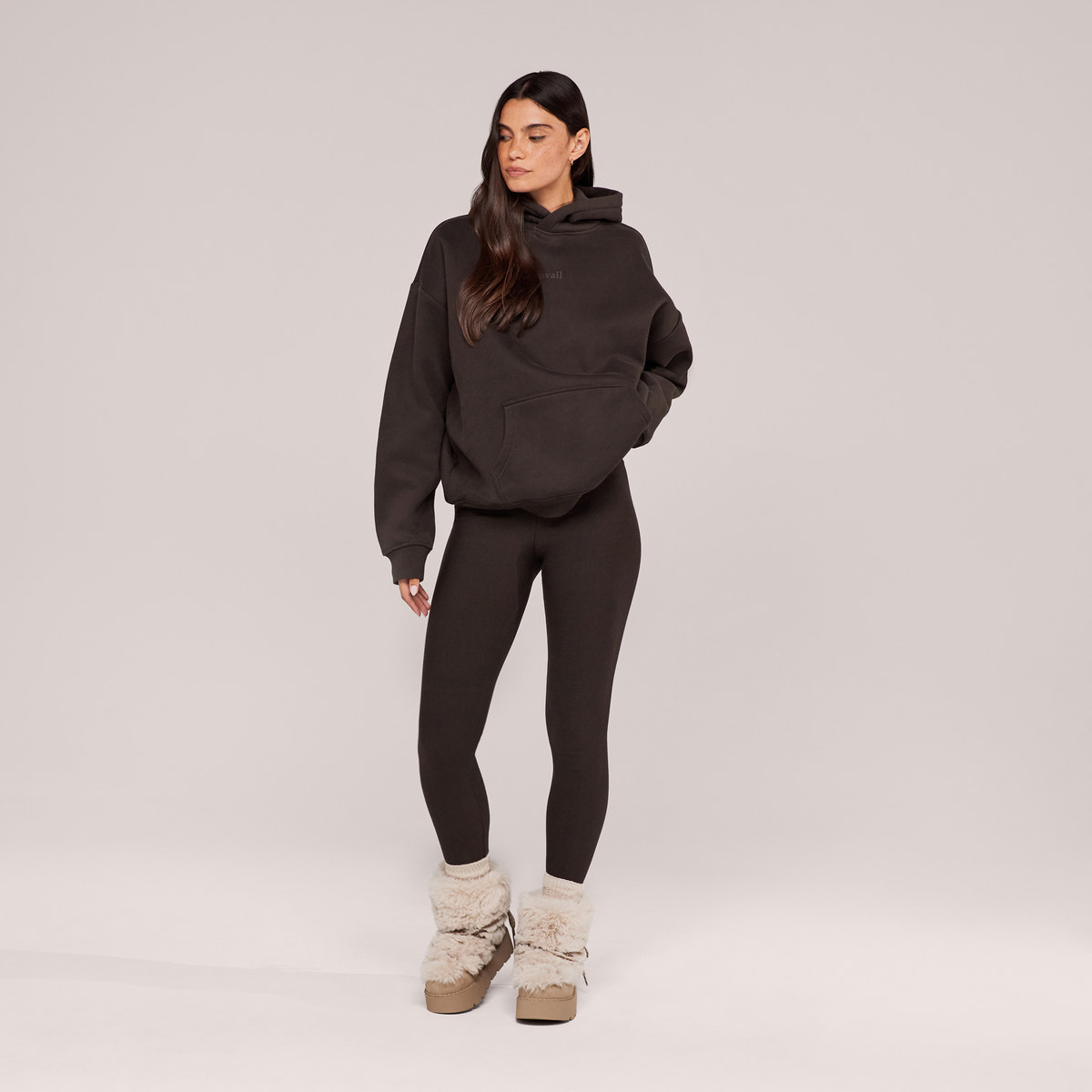 Sweat à capuche oversize épais - Marron expresso