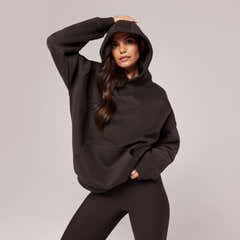 Sweat à capuche oversize épais - Marron expresso