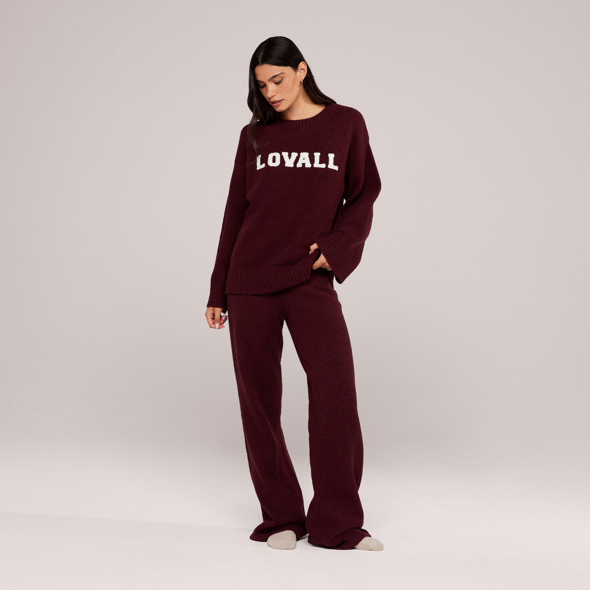 Pull oversize en maille « Varsity » – Bourgogne