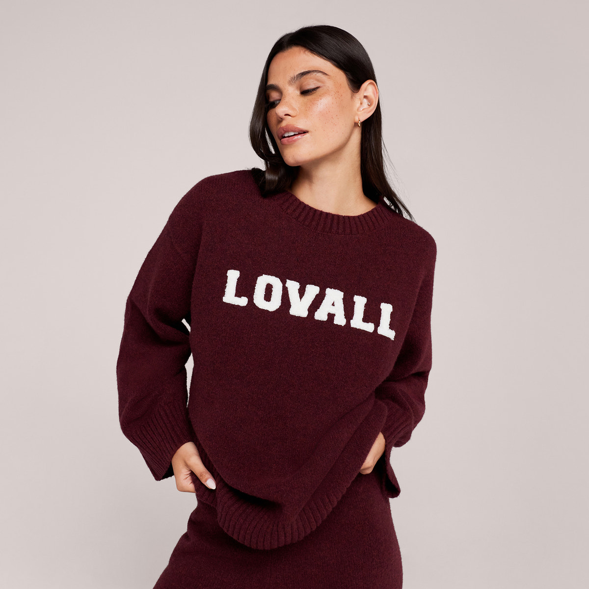 Pull oversize en maille « Varsity » – Bourgogne