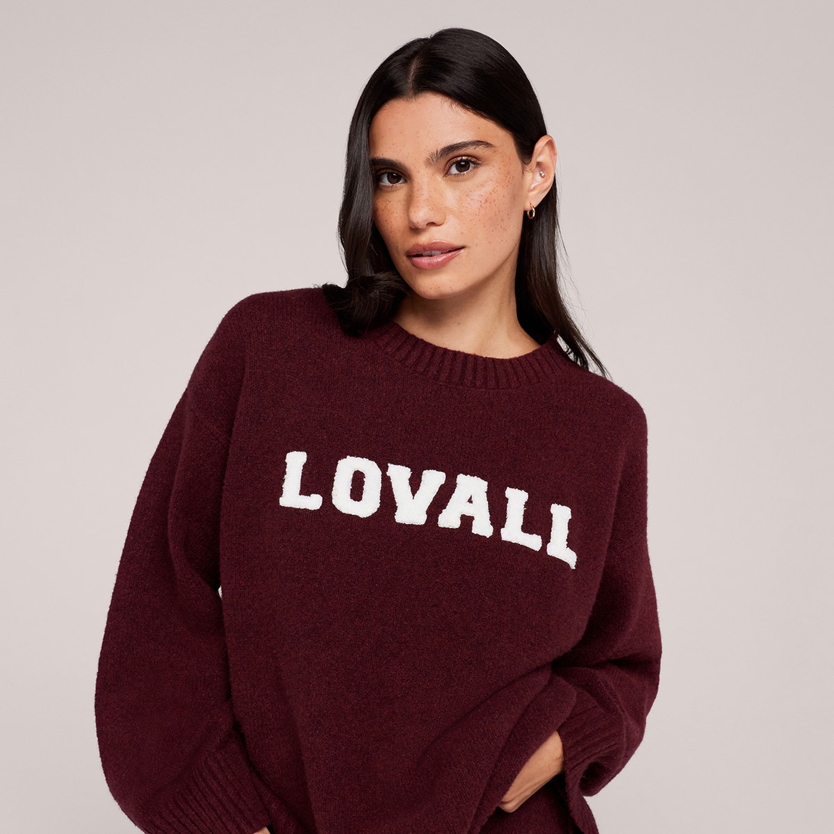 Pull oversize en maille « Varsity » – Bourgogne