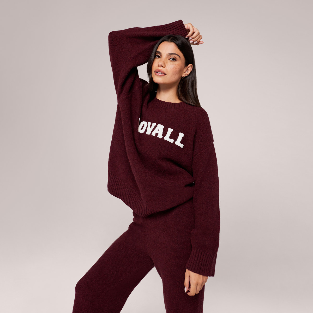 Pull oversize en maille « Varsity » – Bourgogne