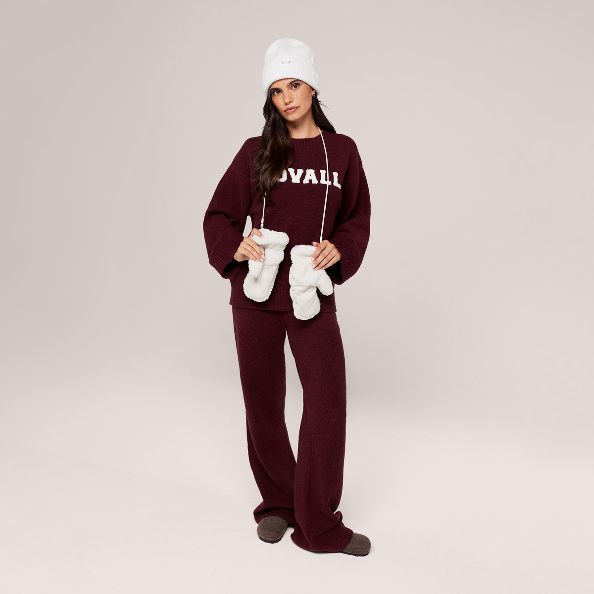Pull oversize en maille « Varsity » – Bourgogne