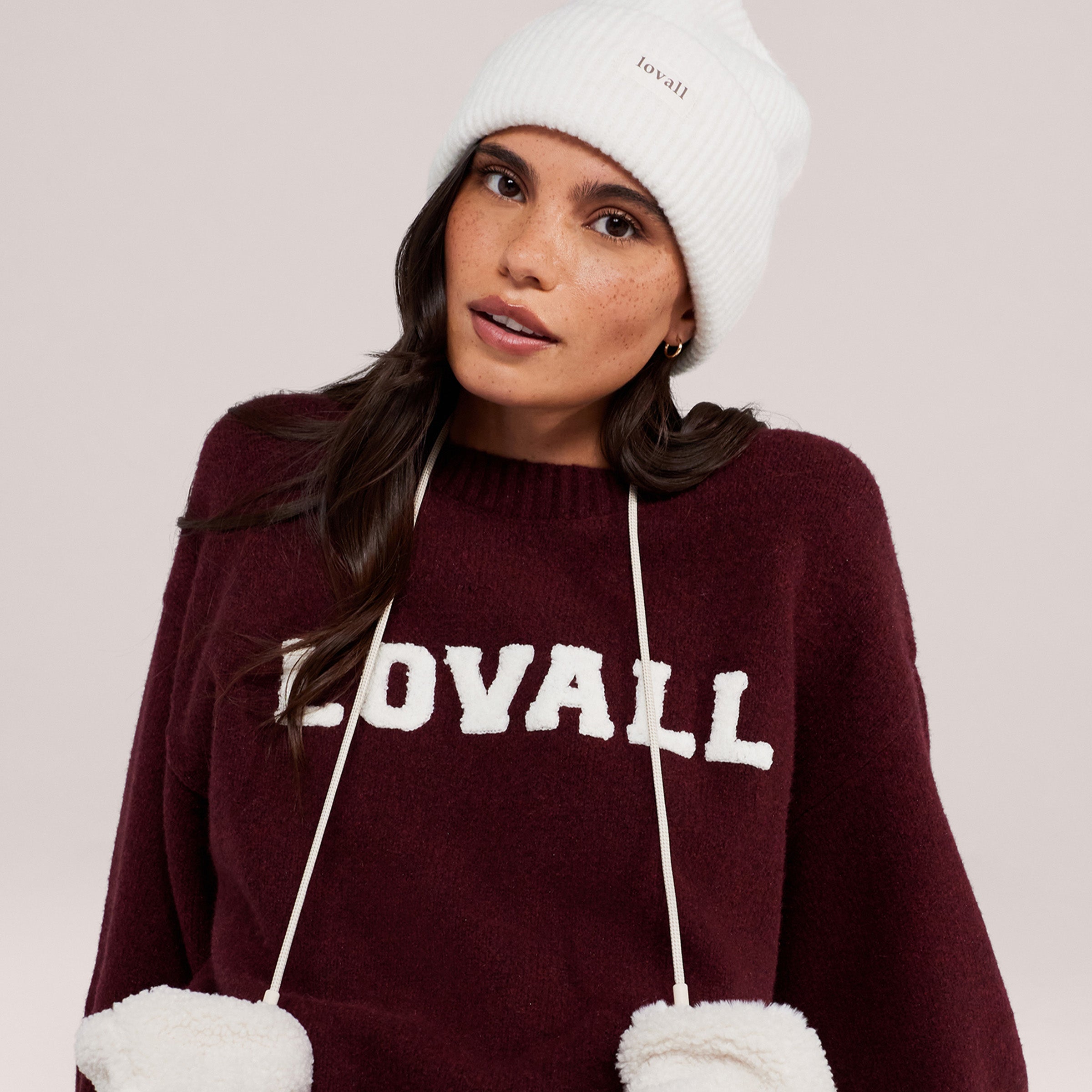 Pull oversize en maille « Varsity » – Bourgogne