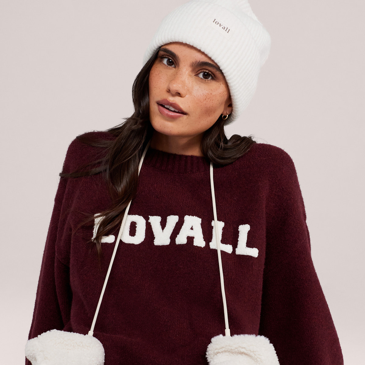 Pull oversize en maille « Varsity » – Bourgogne