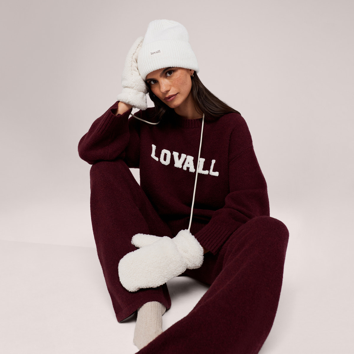 Pull oversize en maille « Varsity » – Bourgogne