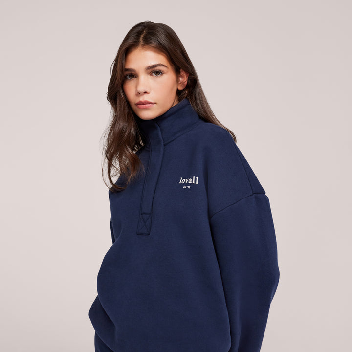 Sweat-shirt 1/4 zip épais - Marine