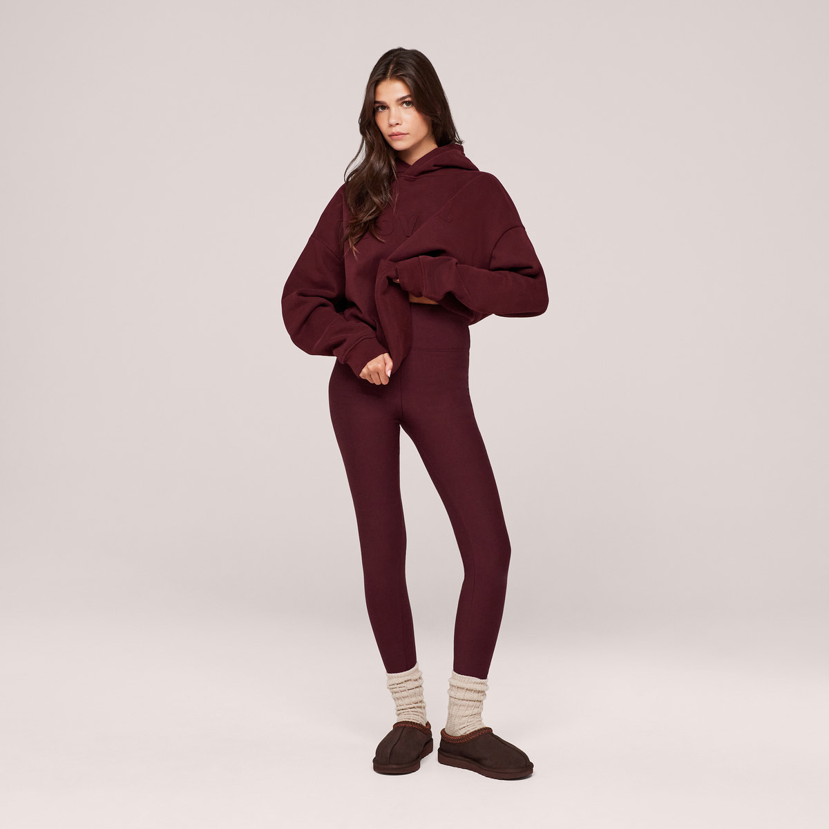 Legging taille haute hiver - Bordeaux