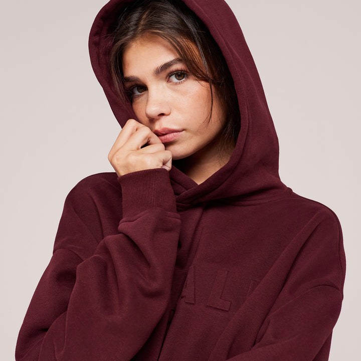 Sweat à capuche oversize épais - Bordeaux