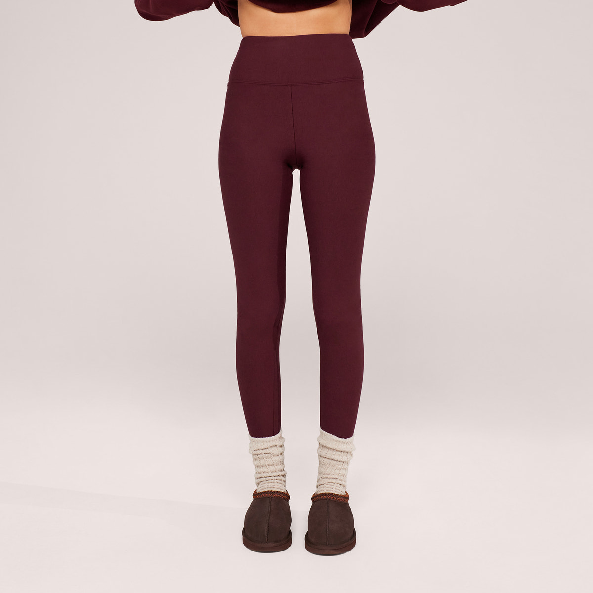 Legging taille haute hiver - Bordeaux