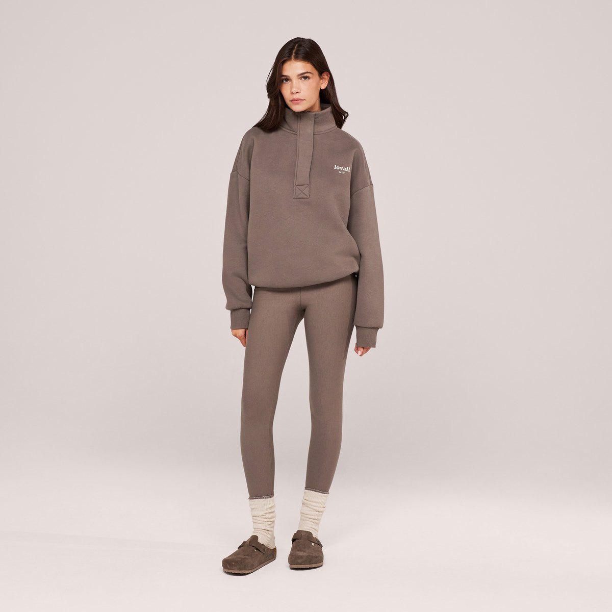 Sweat-shirt lourd 1/4 zip - Mocha