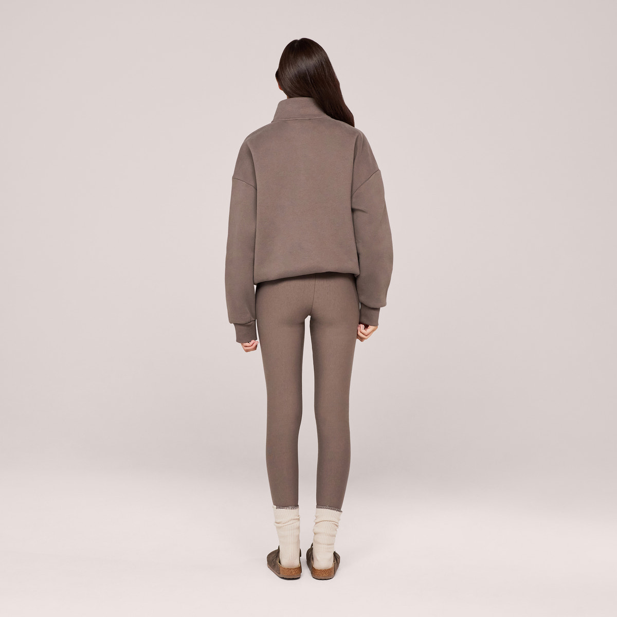 Sweat-shirt lourd 1/4 zip - Mocha
