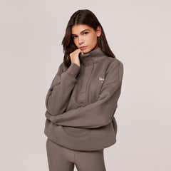 Sweat-shirt lourd 1/4 zip - Mocha