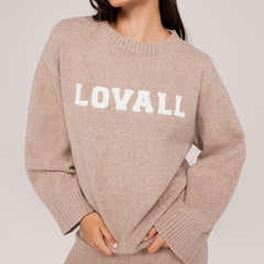 Pull surdimensionné en maille universitaire – Biscuit