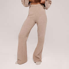 Pantalon large en maille brossée - Gris