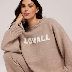 Pull surdimensionné en maille universitaire – Biscuit