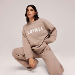 Pantalon large en maille brossée - Gris