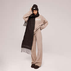 Pantalon large en maille brossée - Gris
