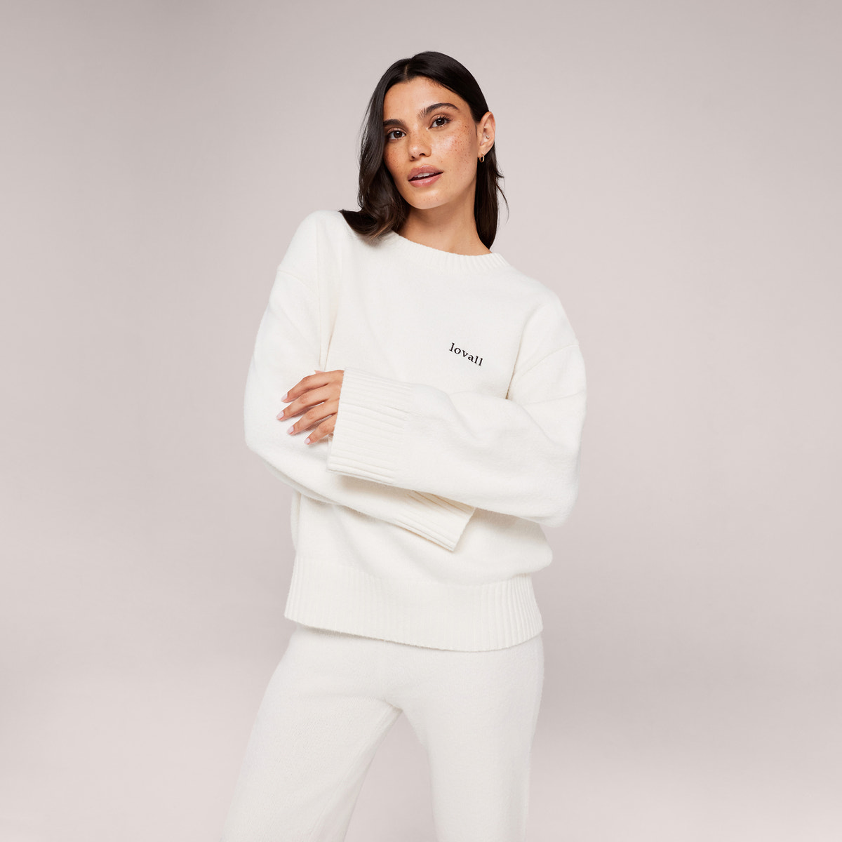 Lovall Pull Oversize Tricoté – Blanc cassé