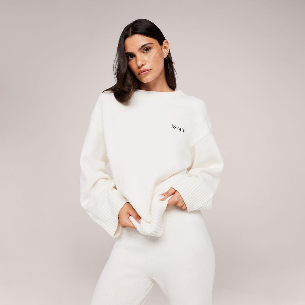Lovall Pull Oversize Tricoté – Blanc cassé