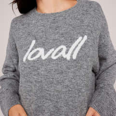 Pull oversize en maille brossée à motif script - Gris
