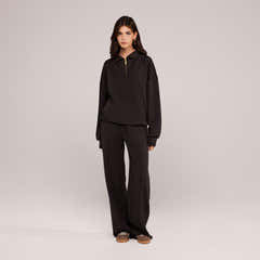 Jogger large en coton bio - Noir café