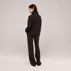 Jogger large en coton bio - Noir café