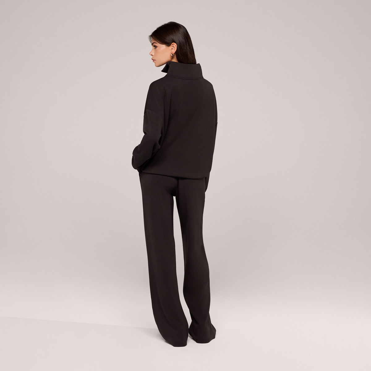 Jogger large en coton bio - Noir café