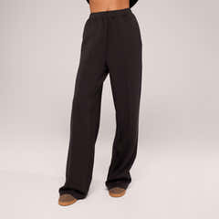 Jogger large en coton bio - Noir café