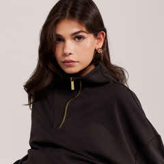 Ultimate Soft 1/4 Zip Sweatshirt - Black Coffee