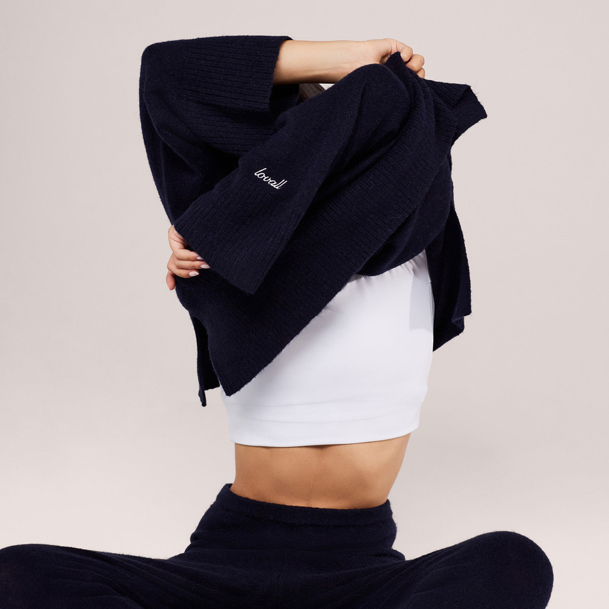 Pull oversize à ourlet fendu en tricot brossé - Marine