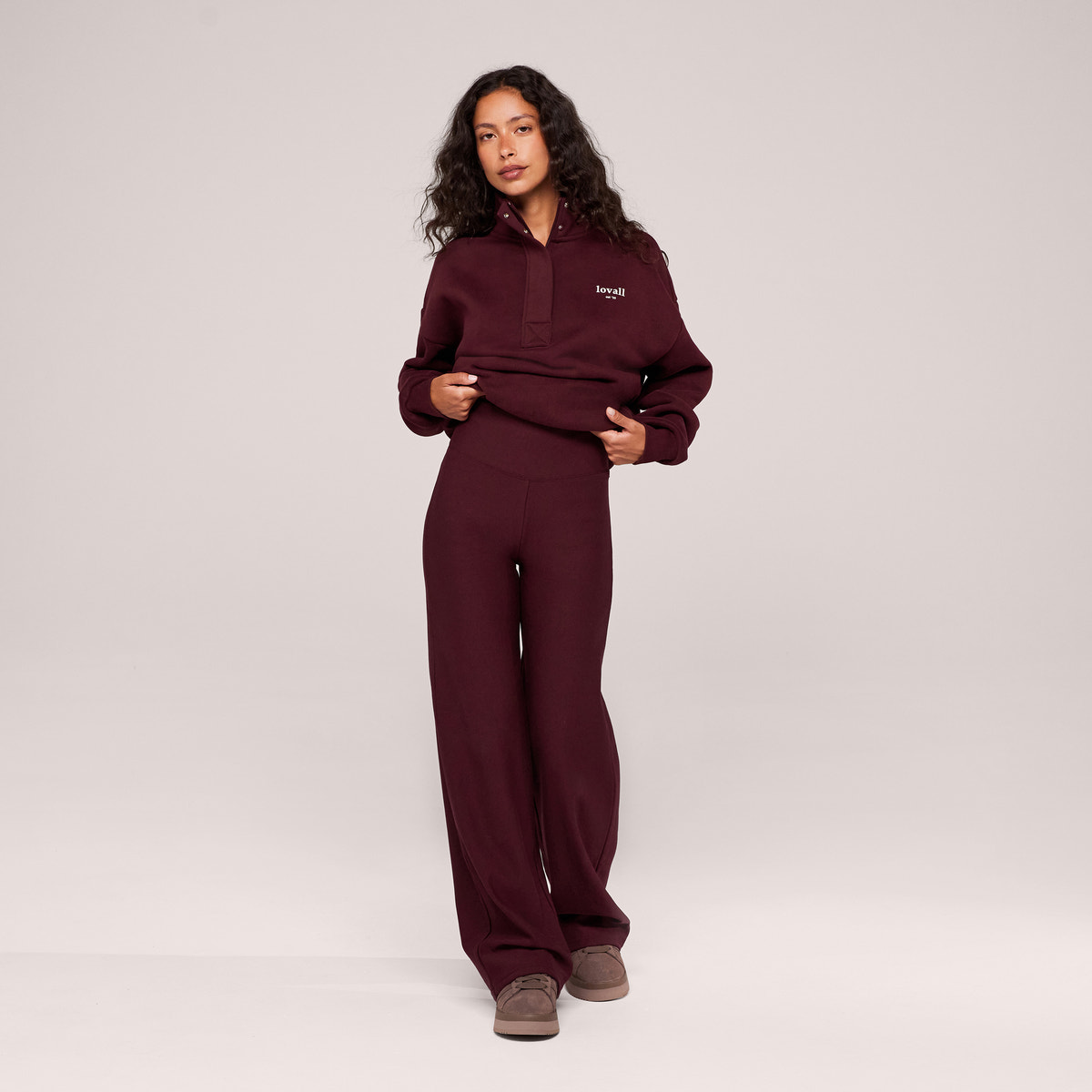 Pantalon large d'hiver – Café noir