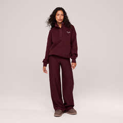 Sweat-shirt lourd 1/4 zip - Bordeaux